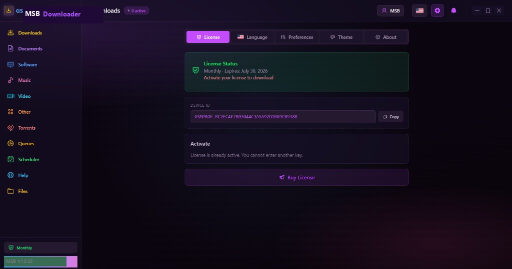 MSB Downloader — License